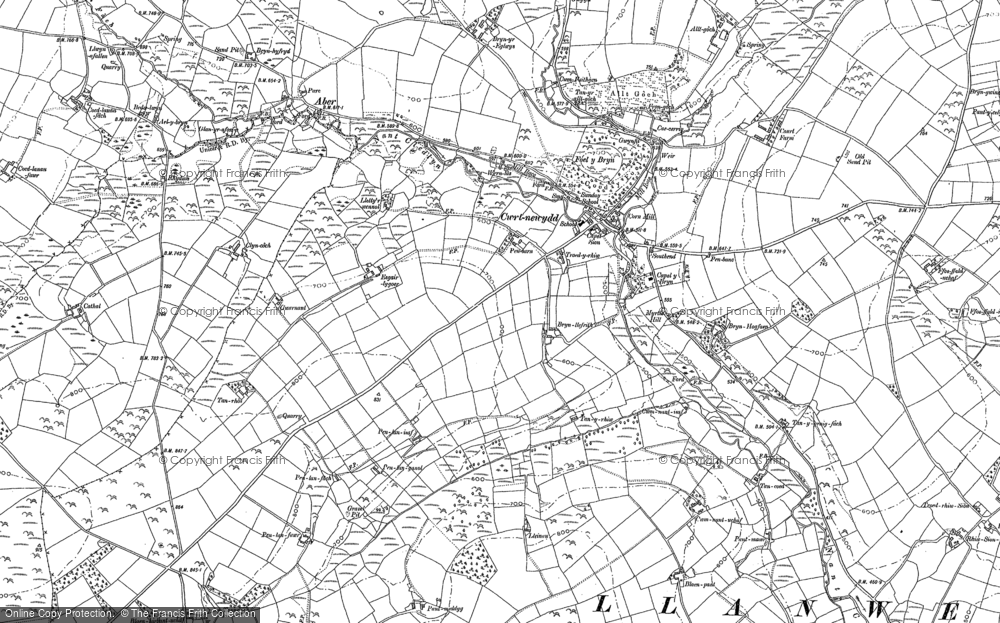 Old Map of Historic Map covering Bryn Llefrith in 1887