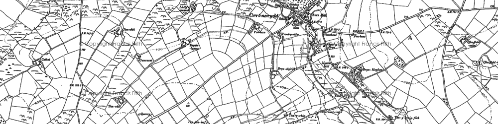 Old map of Cwrtnewydd in 1887