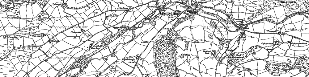 Old map of Afon Corris in 1898