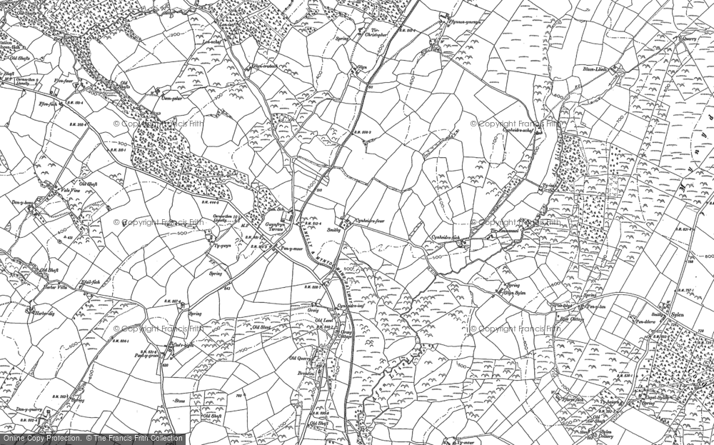 Old Map of Historic Map covering Blaen Lliedi in 1878