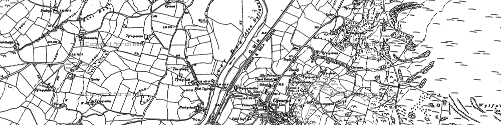 Old map of Cynwyd in 1886