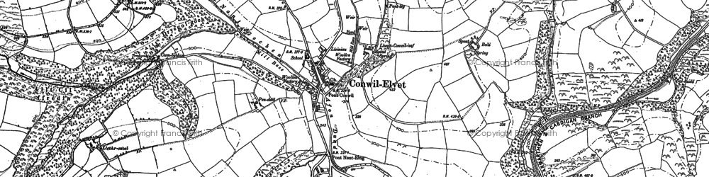 Old map of Cynwyl Elfed in 1887