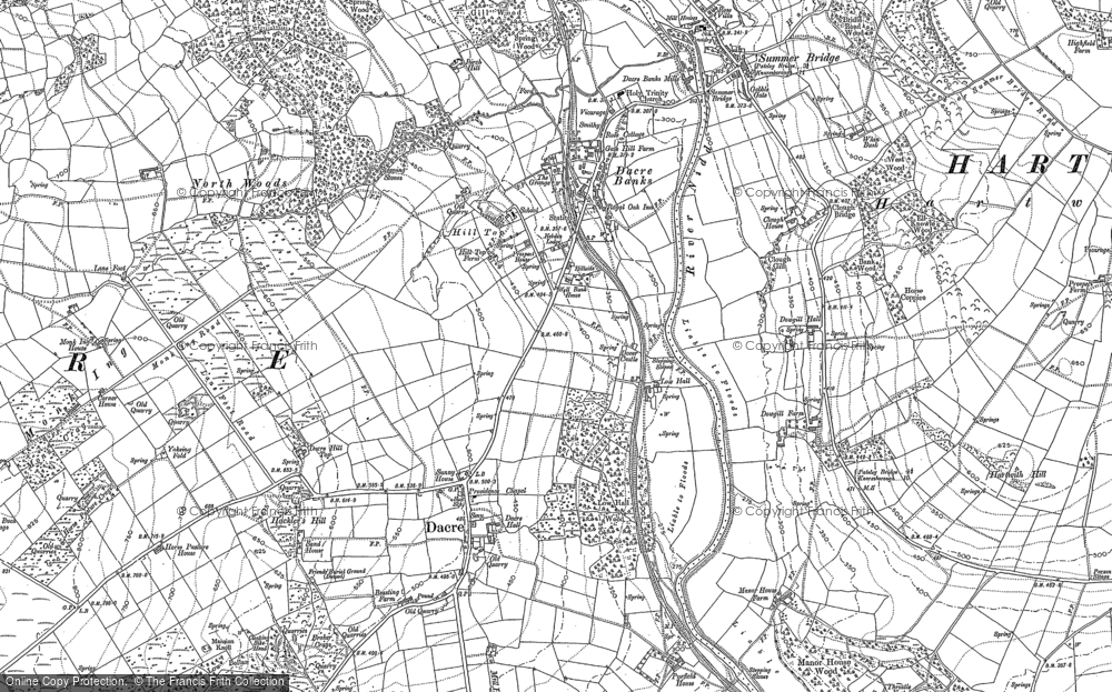 Old Map of Dacre Banks, 1907 in 1907