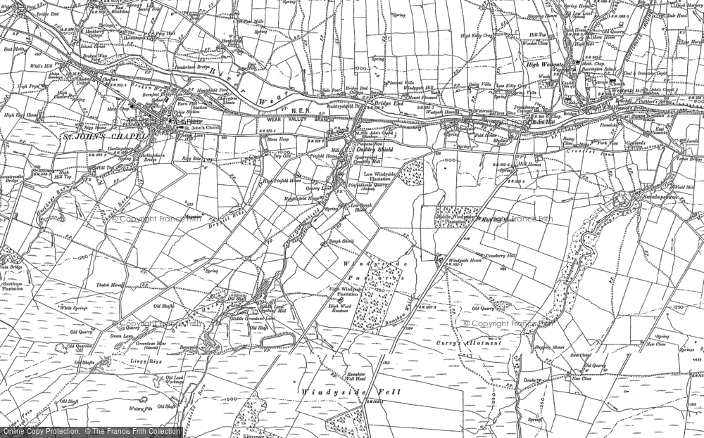 Old Map of Daddry Shield, 1896 in 1896
