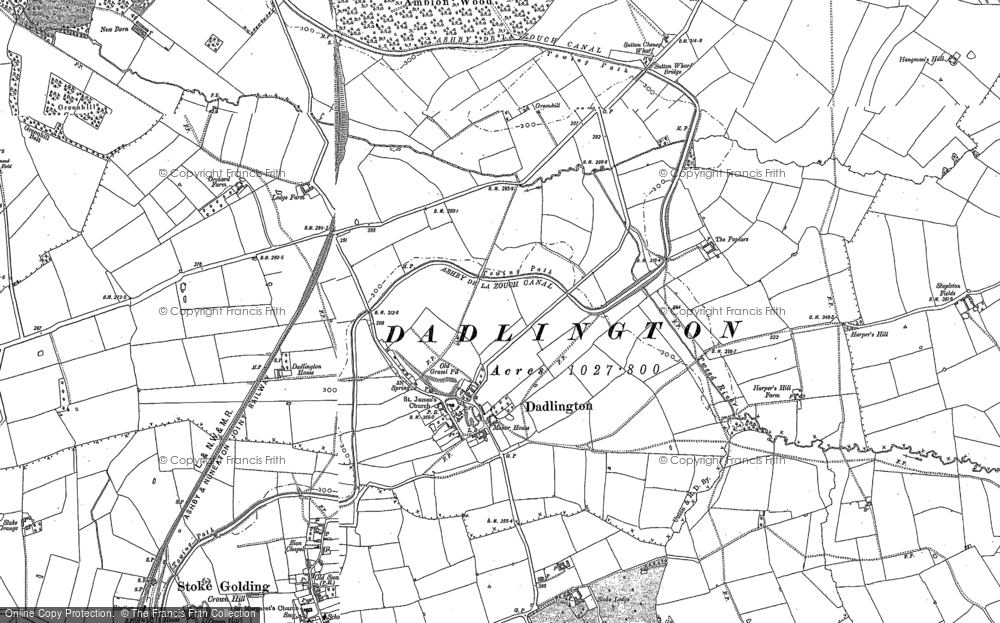 Old Map of Historic Map covering Ambion Wood in 1885