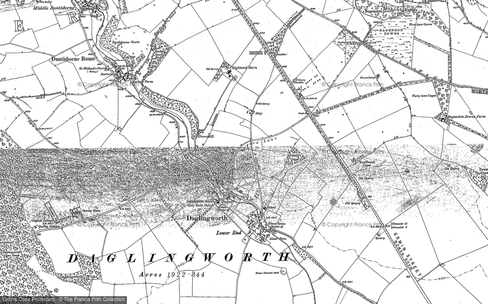 Old Map of Daglingworth, 1882 in 1882