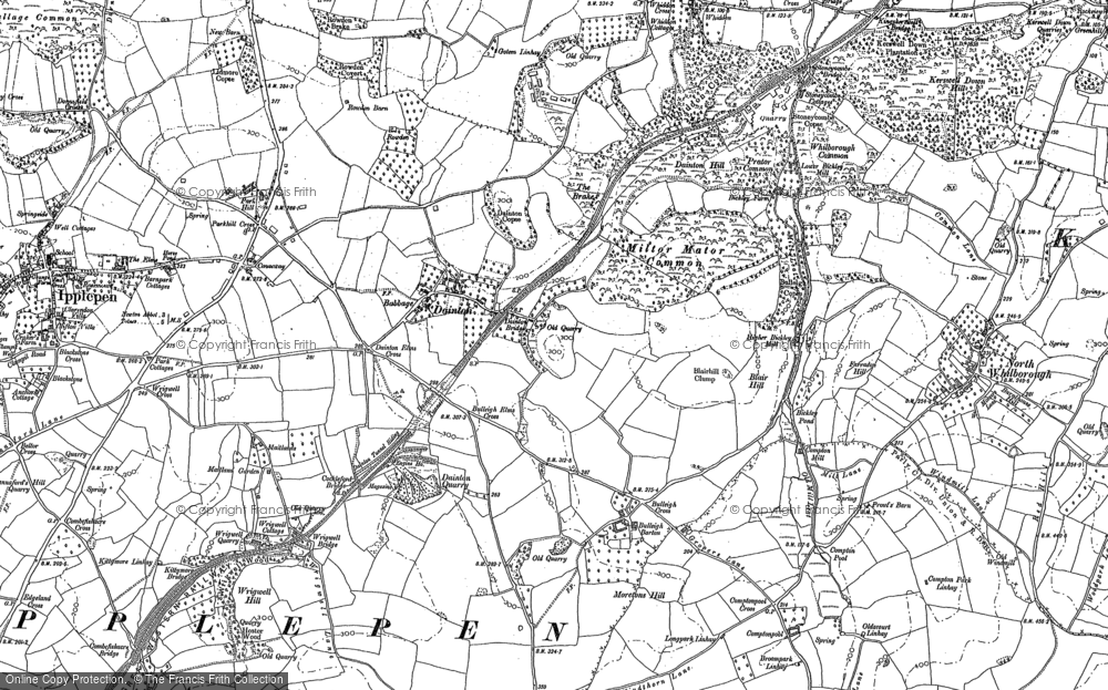 Old Map of Dainton, 1886 in 1886