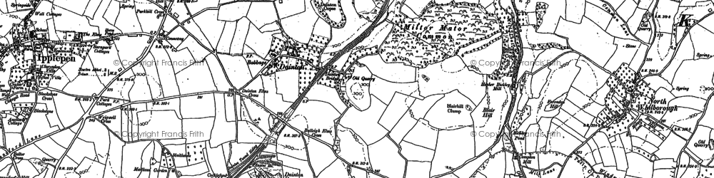 Old map of Dainton in 1886