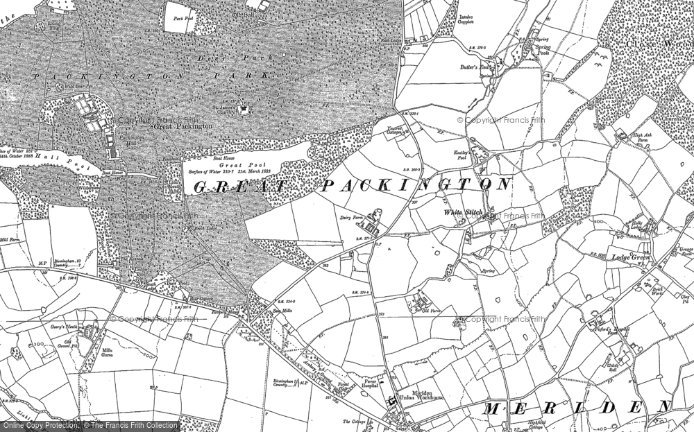 Old Map of Historic Map covering Outwoods in 1886
