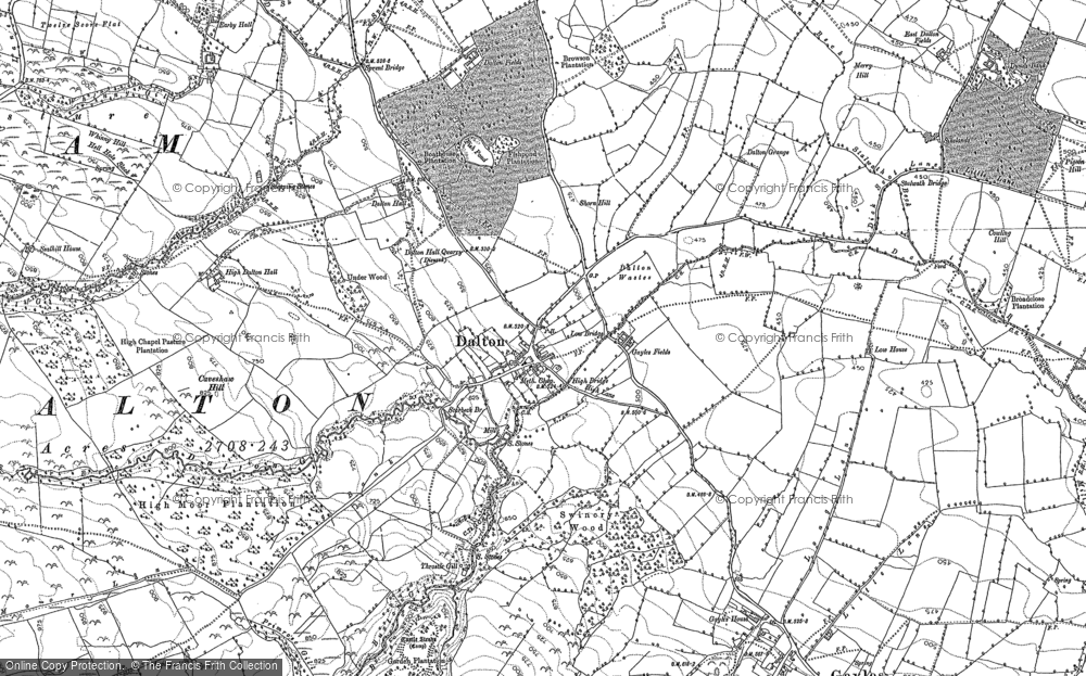 Old Map of Historic Map covering Burdey's Gill in 1854