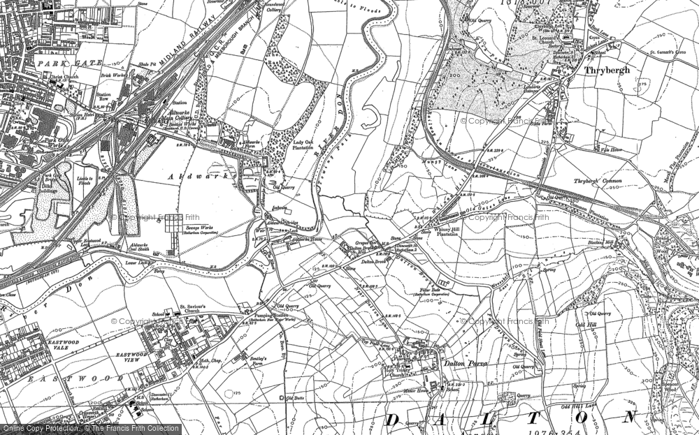 Old Map of Historic Map covering Dalton Parva in 1890