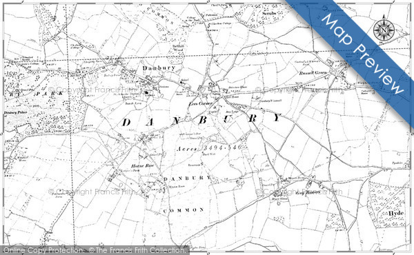 Old Map of Historic Map covering Danbury Common in 1895