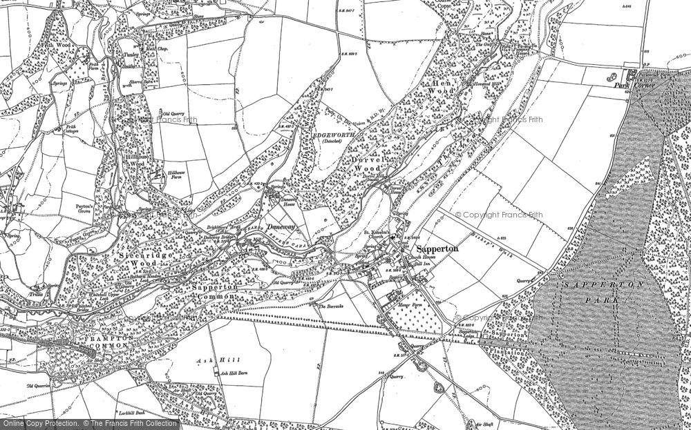 Old Map of Historic Map covering Ash Hill in 1882