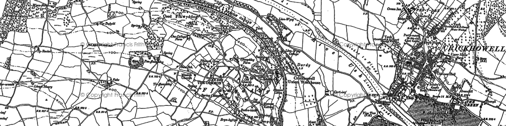Old map of Dardy in 1885