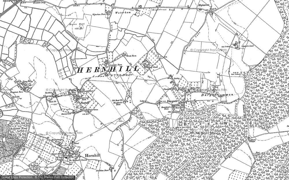 Old Map of Historic Map covering Dargate Common in 1896