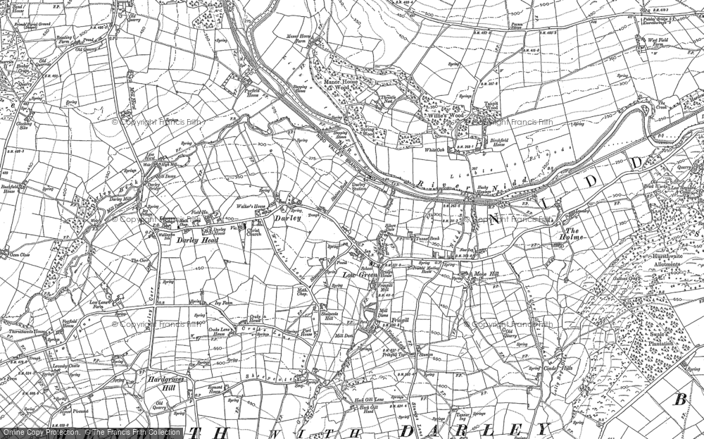 Old Map of Historic Map covering Nidd Valley in 1907