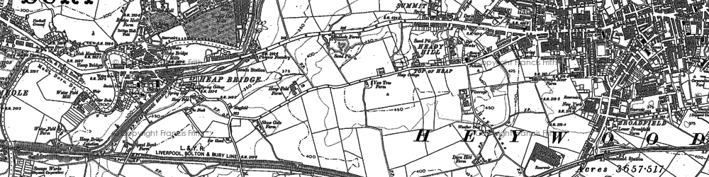 Old map of Darn Hill in 1887