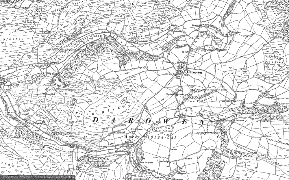 Old Map of Darowen, 1886 in 1886