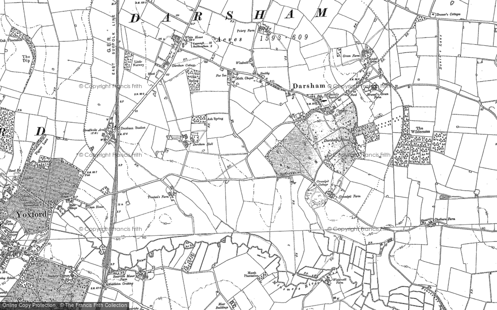 Old Map of Darsham, 1883 in 1883