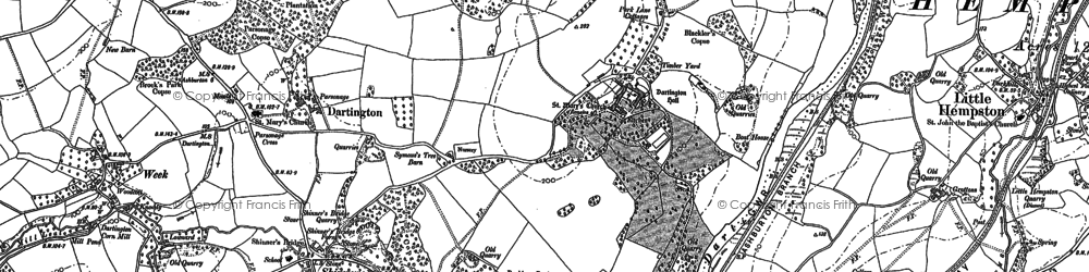 Old map of Dartington Hall in 1886