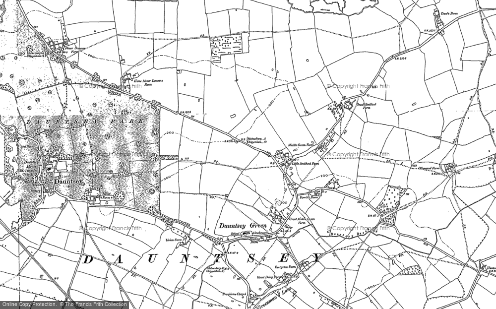 Old Map of Historic Map covering Brinkworth Brook in 1899