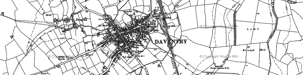 Old map of Daventry in 1900