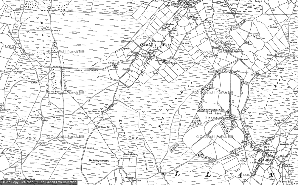 Old Map of David's Well, 1888 - 1902 in 1888