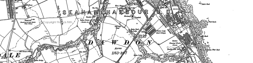 Old map of Dawdon in 1914