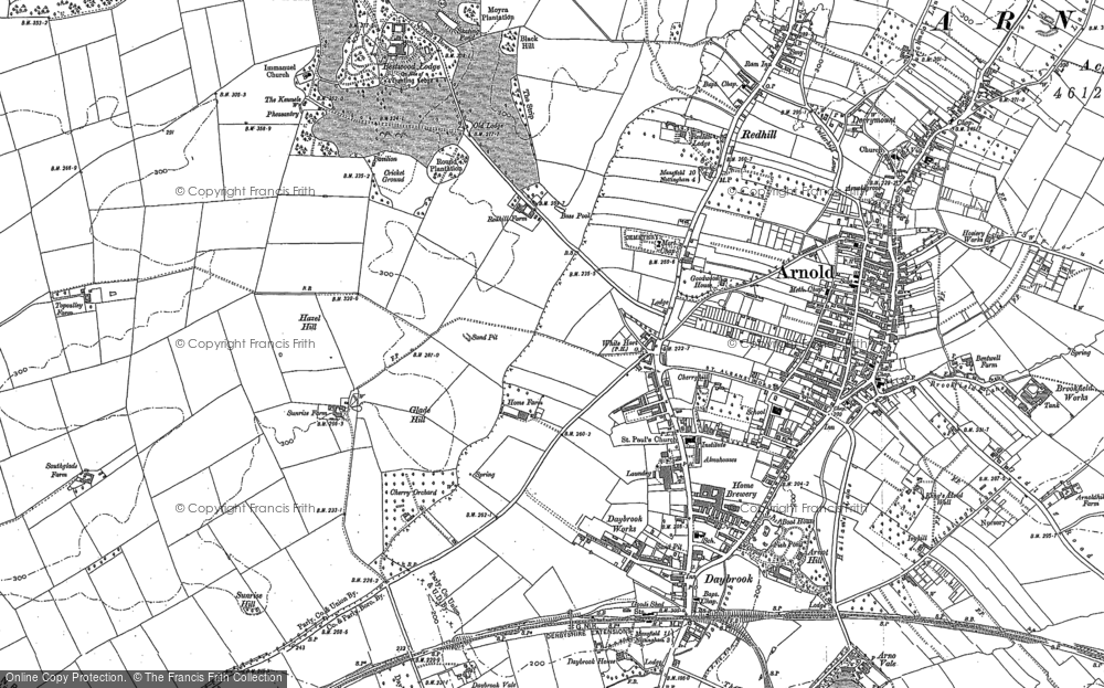 Old Map of Historic Map covering Bestwood in 1881