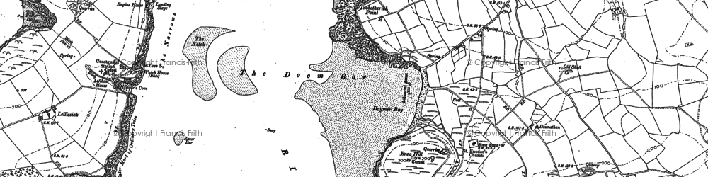 Old map of Daymer Bay in 1880