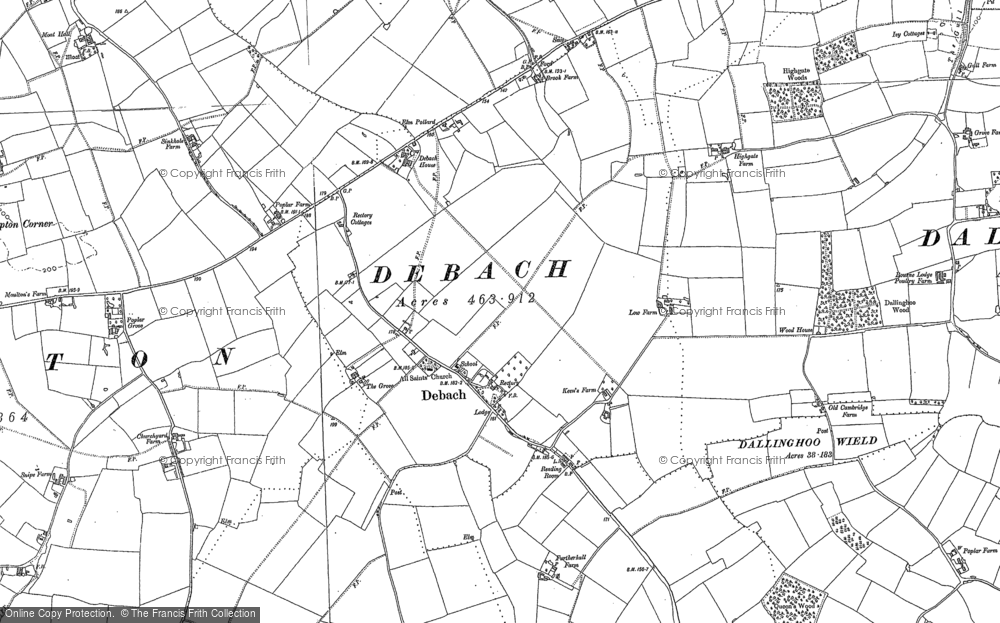 Old Map of Debach, 1881 - 1883 in 1881