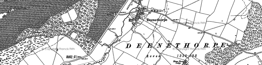 Old map of Deenethorpe in 1884