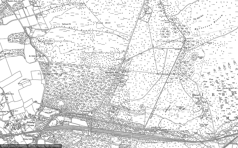 Old Map of Historic Map covering Pirbright Camp in 1895