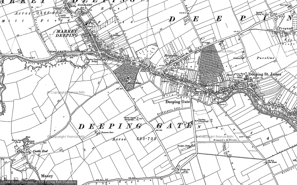 Old Map of Deeping Gate, 1887 - 1899 in 1887