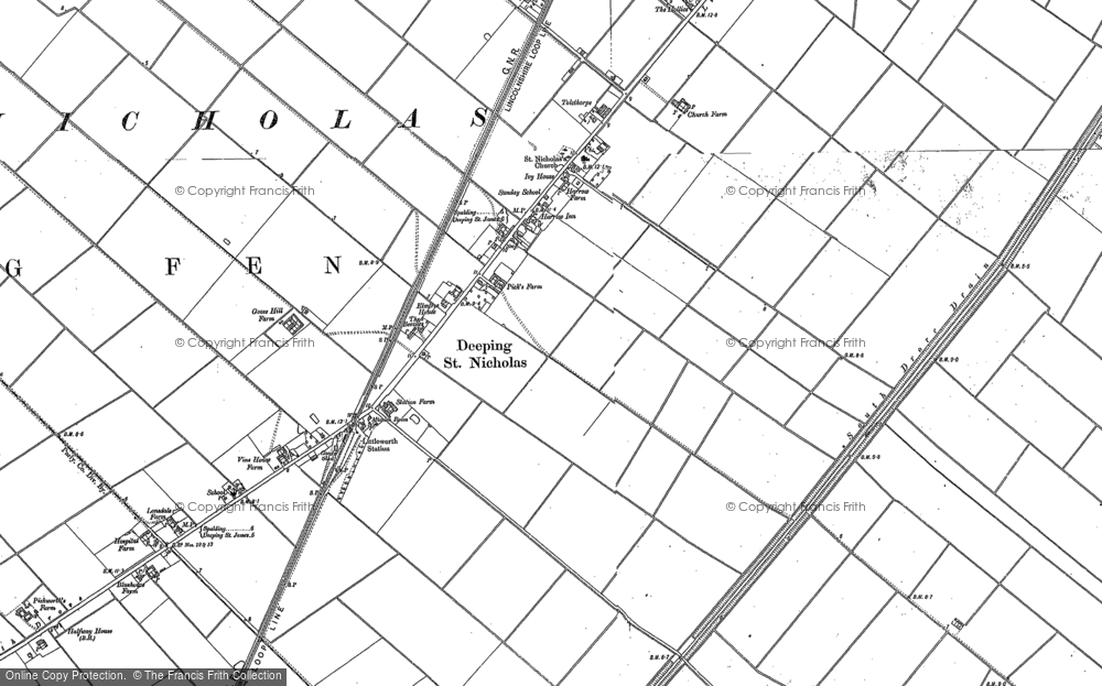Old Map of Deeping St Nicholas, 1887 in 1887