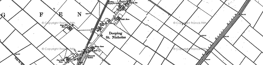 Old map of Deeping St Nicholas in 1887