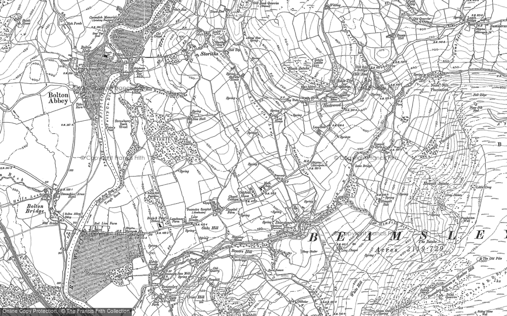 Old Map of Historic Map covering Beamsley Beacon in 1906