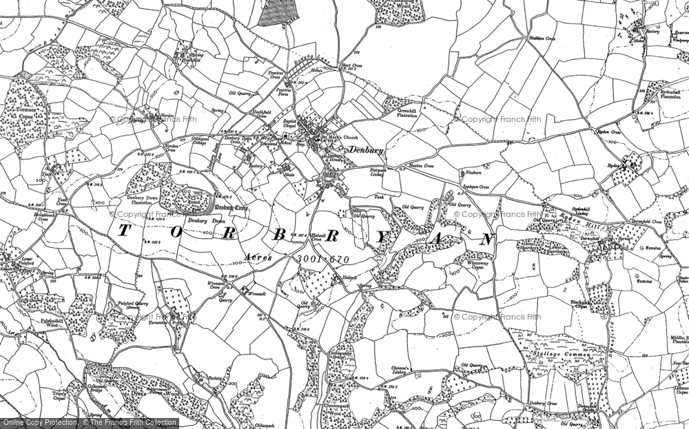 Old Map of Denbury, 1886 - 1887 in 1886