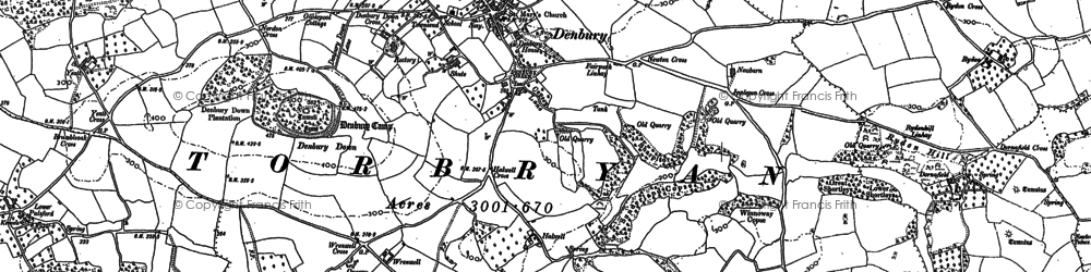 Old map of Denbury in 1886