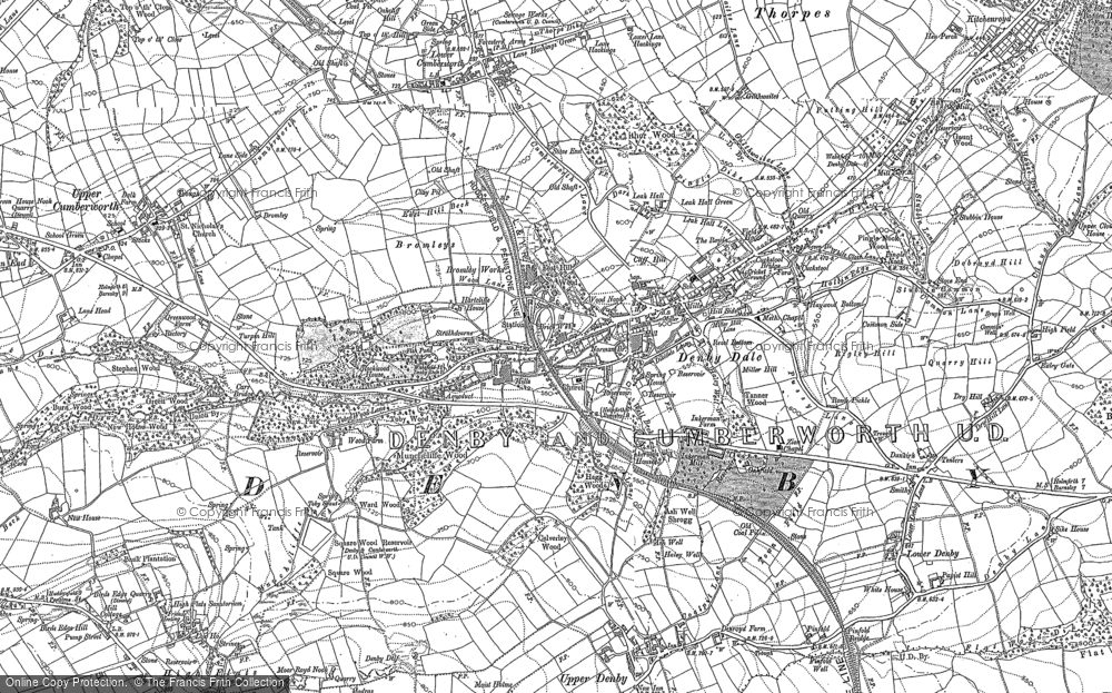Old Map of Denby Dale, 1891 - 1892 in 1891
