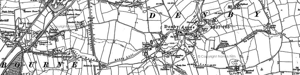 Old map of Denby Village in 1880