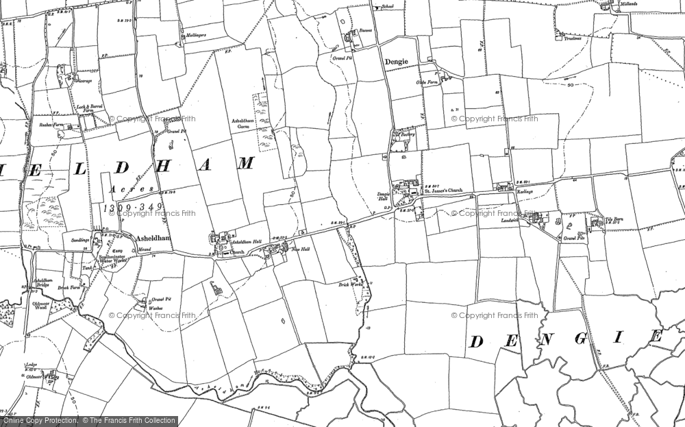Old Map of Historic Map covering Asheldham Brook in 1895