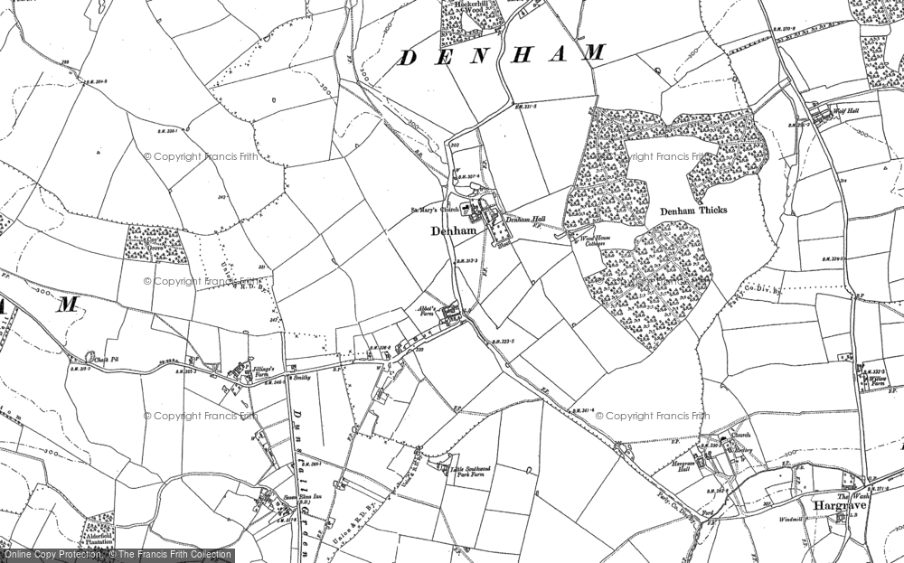 Old Map of Denham, 1883 in 1883