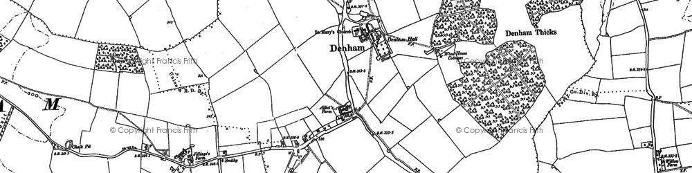 Old map of Denham End in 1883