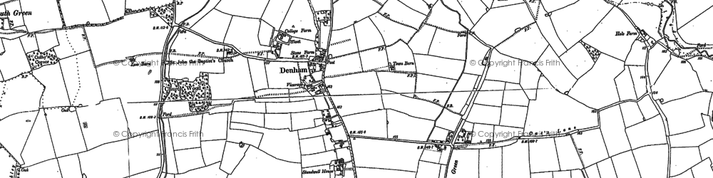 Old map of Heckfield Green in 1884