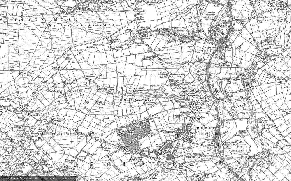 Old Map of Historic Map covering Lane Bottom in 1891