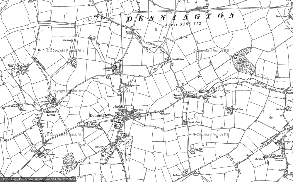 Old Map of Dennington, 1883 - 1884 in 1883