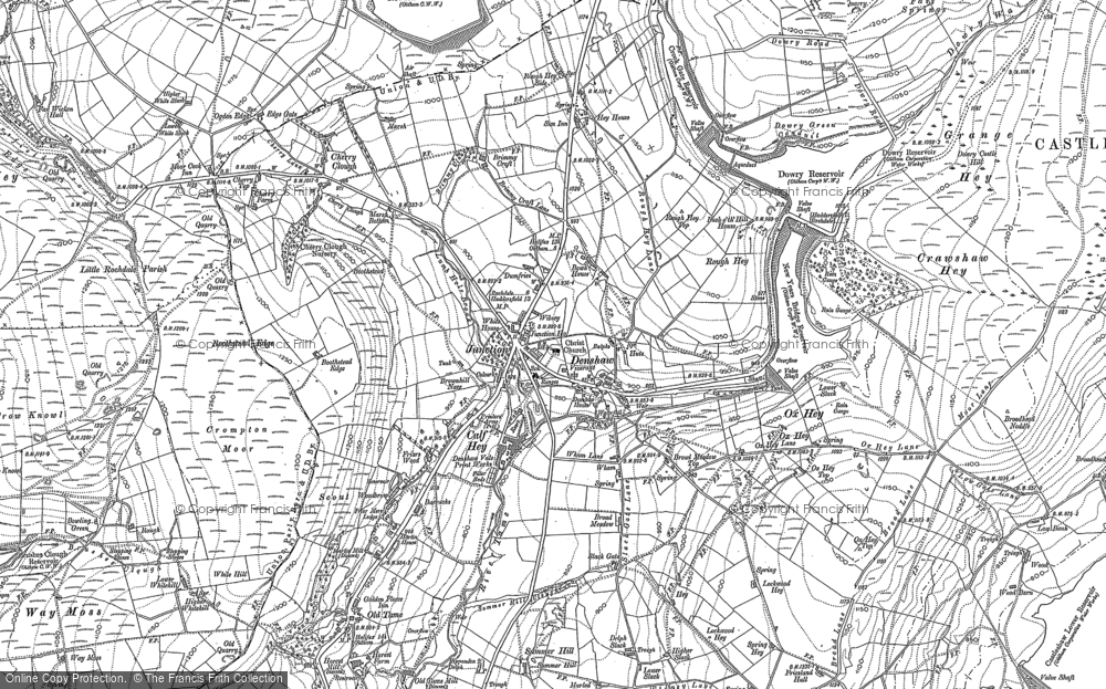 Old Map of Denshaw, 1890 - 1904 in 1890