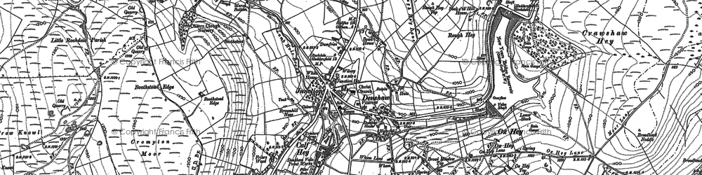 Old map of Denshaw in 1890