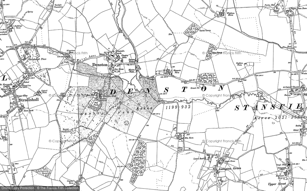 Old Map of Denston, 1884 in 1884
